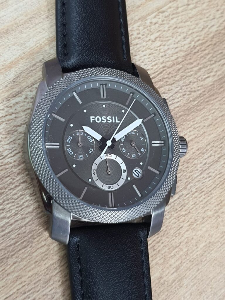 Fossil Men’s Chronograph Black Leather Band Grey Dial Watch C221018 ...