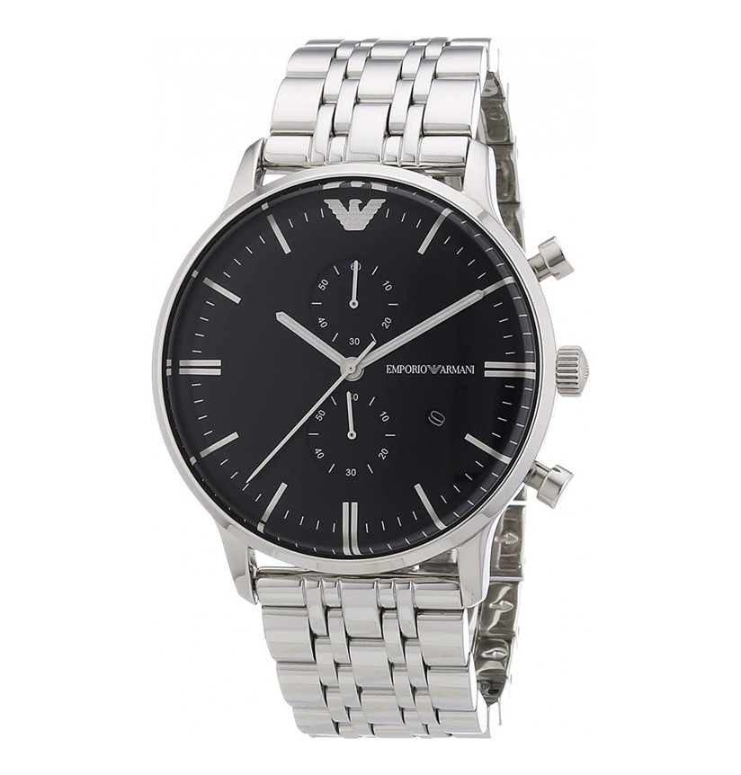 Emporio Armani Men s Quartz Stainless Steel Black Dial 43mm Watch