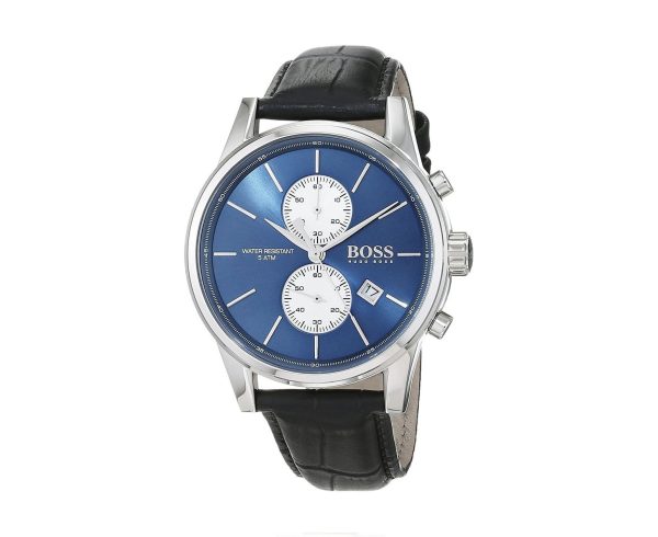 Hugo Boss Men's Chronograph Leather Strap Blue Dial 41mm Watch 1513283