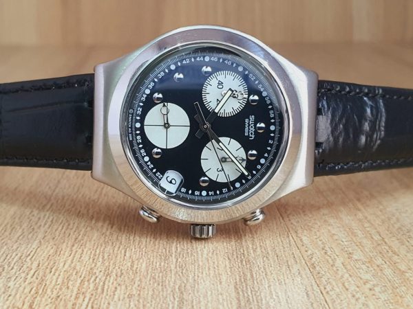Swatch Men’s Chronograph Swiss Made Black Dial 40mm Watch YCS427G