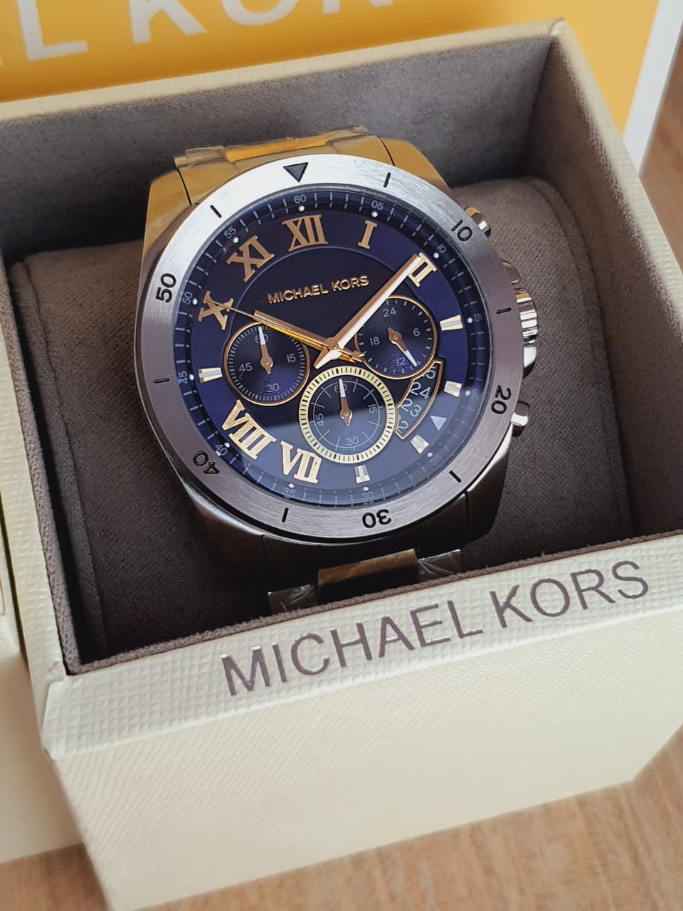 Michael Kors Men’s Chronograph Stainless Steel Two-Tone Blue Dial 44mm ...