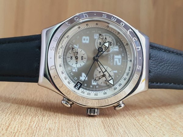 Swatch Men’s Chronograph Swiss Made Grey Dial Watch YCS414G