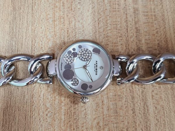 Akribos XXIV Women’s Quartz Diamond Studded Bracelet 32mm Watch AK678SS