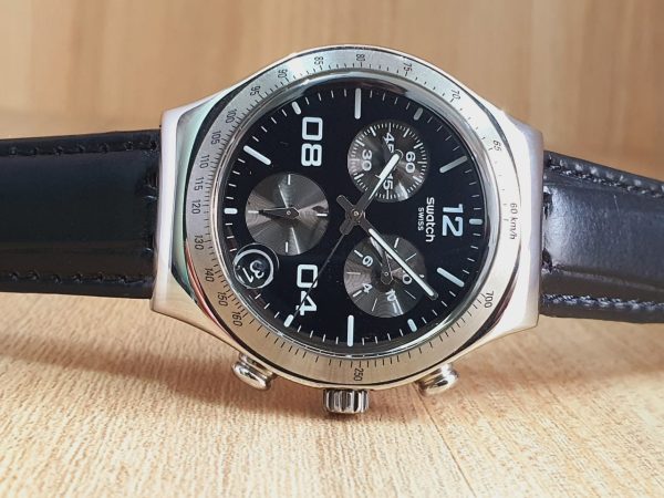 Swatch Men’s Chronograph Swiss Made Black Dial Watch YCS564G