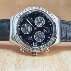 Swatch Men’s Chronograph Swiss Made Black Dial 40mm Watch YCS485GC