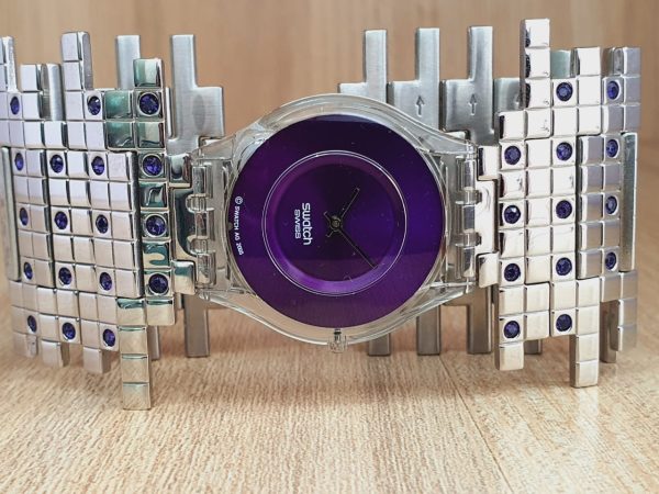 Swatch Women’s Swiss Made Bracelet Stainless Steel Purple Dial Watch