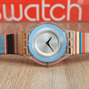 Swatch Women’s Swiss Made Quartz Silver Dial Watch SFK140