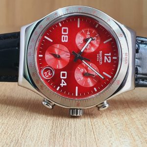 Swatch Men’s Chronograph Swiss Made Red Dial Watch YCS563G