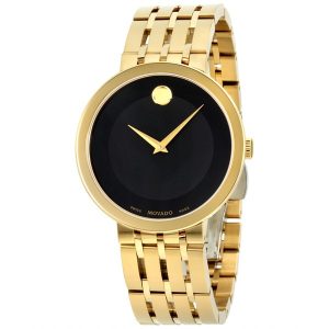 Movado Men’s Swiss Made Quartz Stainless Steel Black Dial 39mm Watch 0607059
