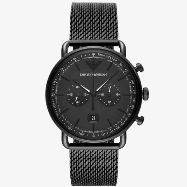 Emporio Armani Men's Chronograph Quartz Stainless Steel Black Dial 43mm Watch AR11264
