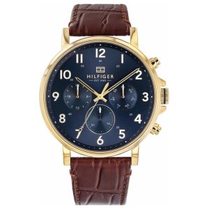 Tommy Hilfiger Men's Quartz Blue Dial Leather Strap Watch 1710380