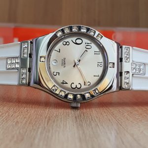 Swatch Women's Quartz Silver Dial Stainless Steel 27mm Watch YLS430