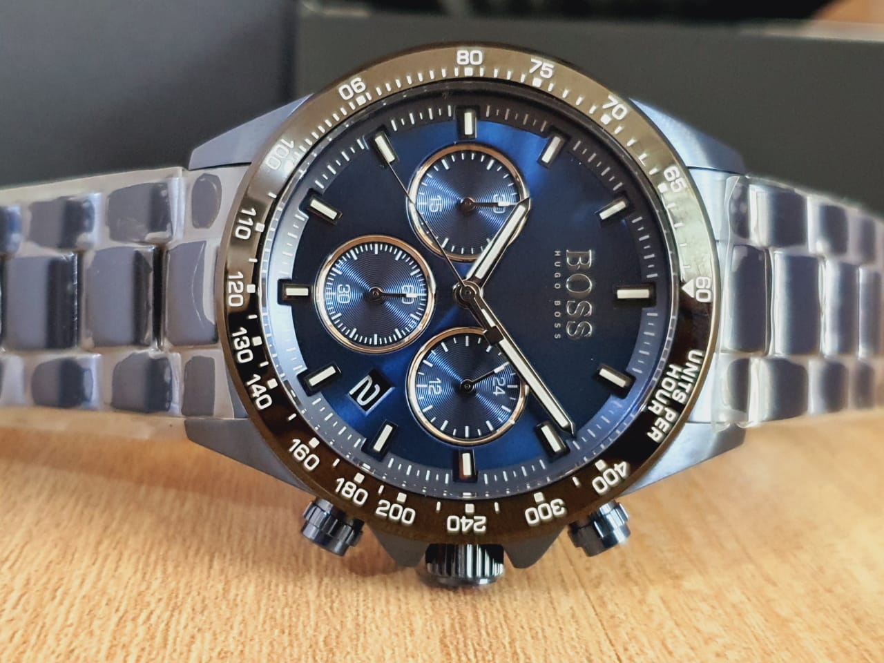 Hugo Dial Chronograph – Quartz 1513758 Steel Boss Watch Blue Men\'s Stainless 45mm