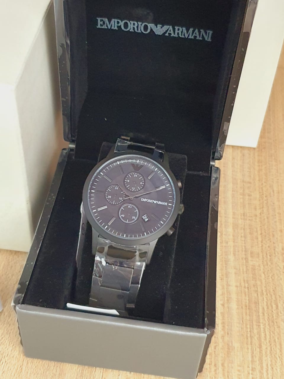 Emporio Armani Men\'s Chronograph Quartz Analog Stainless Steel Black Dial  43mm Watch AR11275 –