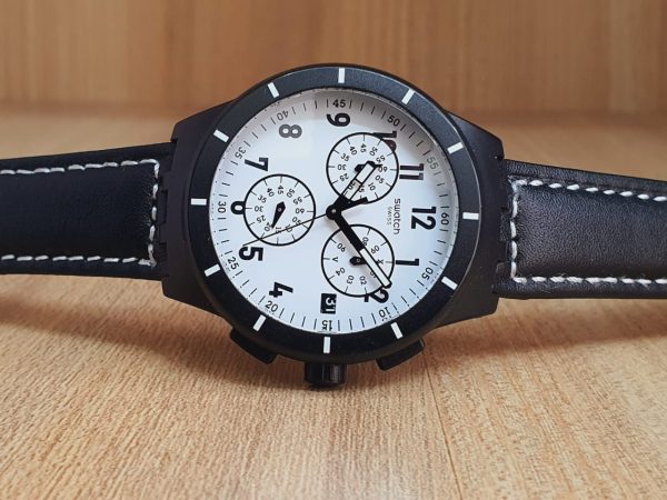 Swatch Men’s Chronograph Quartz Swiss Made White Dial 40mm Watch SUSB401