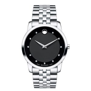 Movado Men’s Quartz Swiss Made Stainless Steel Black Dial 40mm Watch 0606878