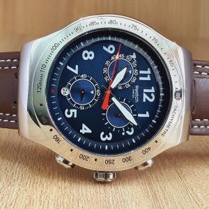 Swatch Men’s Chronograph Quartz Swiss Made Blue Dial 47mm Watch YOS455G