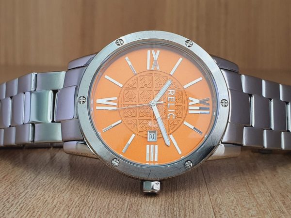 Relic Men’s Quartz Stainless Steel Orange Dial 44mm Watch ZR12021