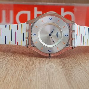Swatch Women’s Quartz Swiss Made Silver Dial 34mm Watch SFE108
