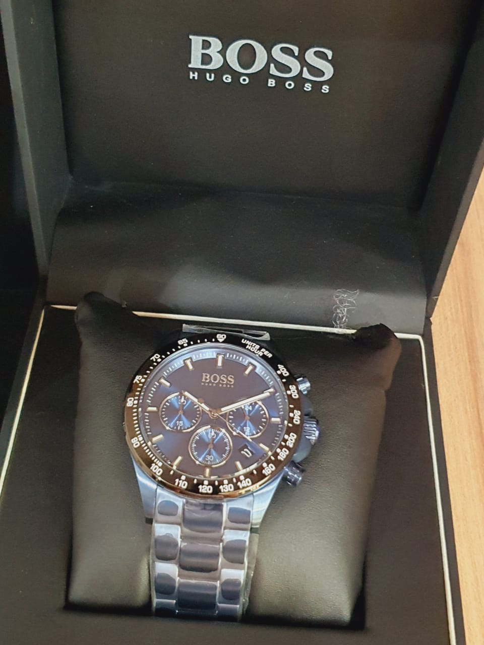 Hugo Boss Men’s Chronograph Quartz Stainless Steel Blue Dial 45mm Watch ...