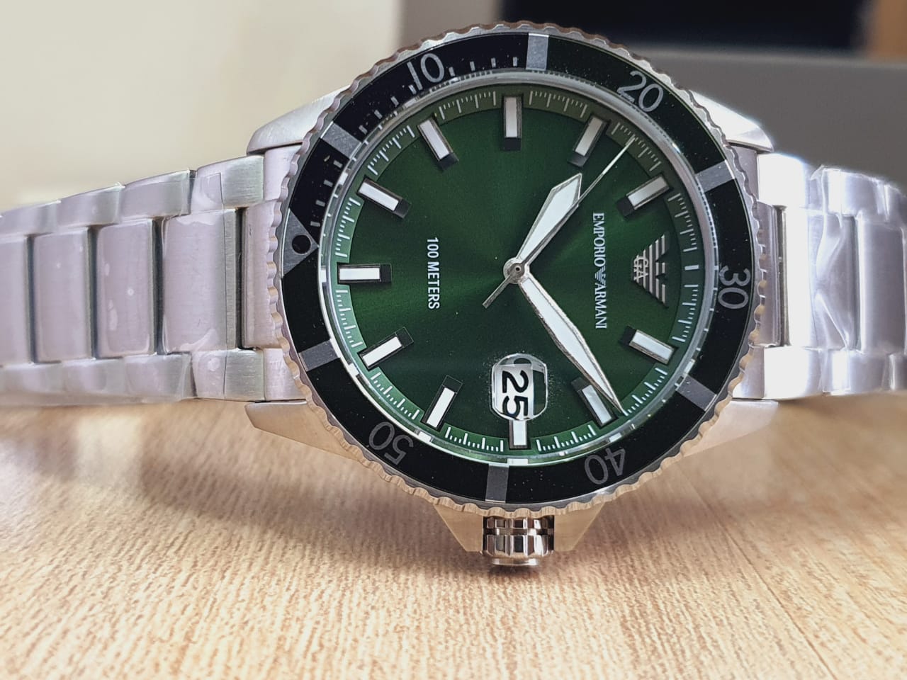 Emporio Armani Men\'s Quartz Stainless Steel Green Dial 42mm Watch AR11338 –