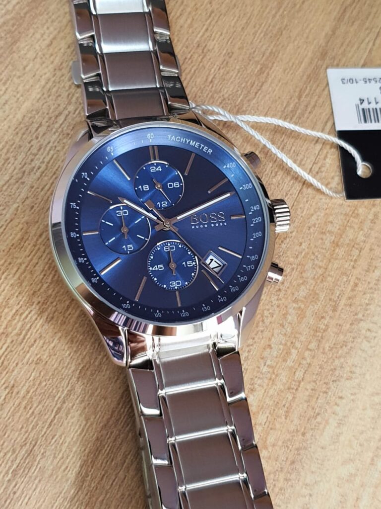 Hugo Boss Men’s Chronograph Quartz Stainless Steel Blue Dial 44mm Watch ...