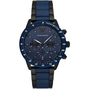 Emporio Armani Men’s Chronograph Quartz Analog Stainless Steel Blue Dial 43mm Watch AR70001