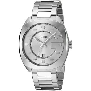 Gucci Men’s Swiss Made Quartz Stainless Steel Silver Dial 41mm Watch YA142308
