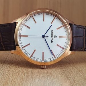 Essence Men's Quartz Brown Leather Strap Silver Dial 41mm Watch ES6423ME432