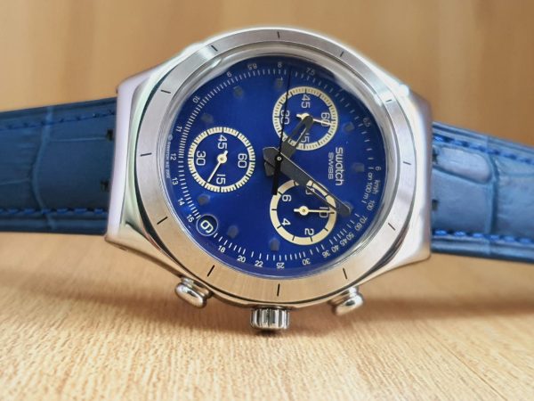 Swatch Men’s Chronograph Swiss Made Blue Dial Watch YCS440
