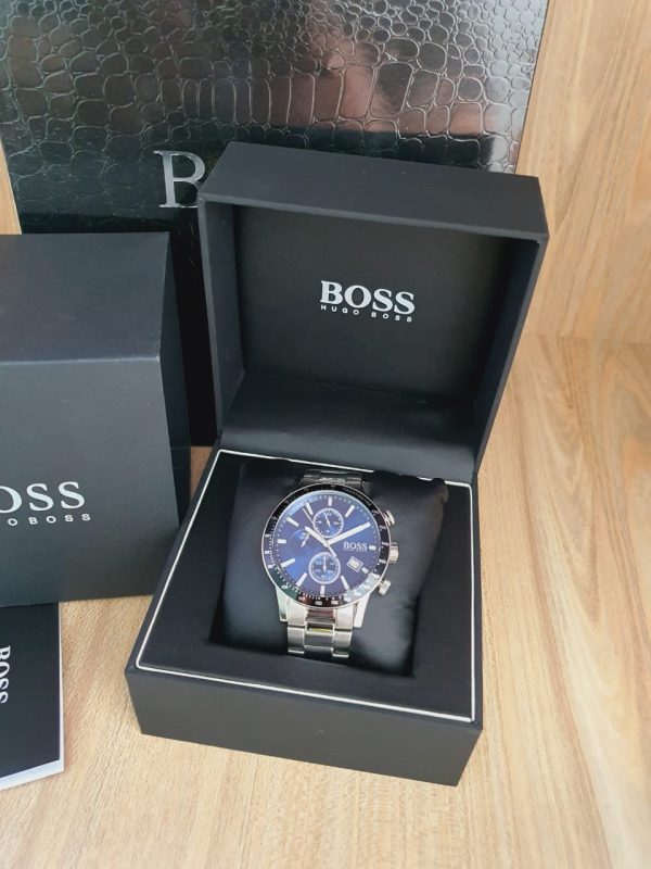 Hugo Boss Men’s Chronograph Quartz Stainless Steel Blue Dial 43mm Watch ...