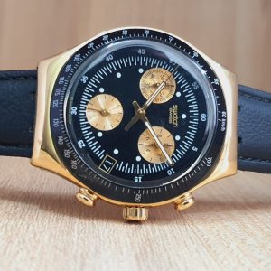 Swatch Men’s Chronograph Quartz Swiss Made Black Dial 40mm Watch YCG401