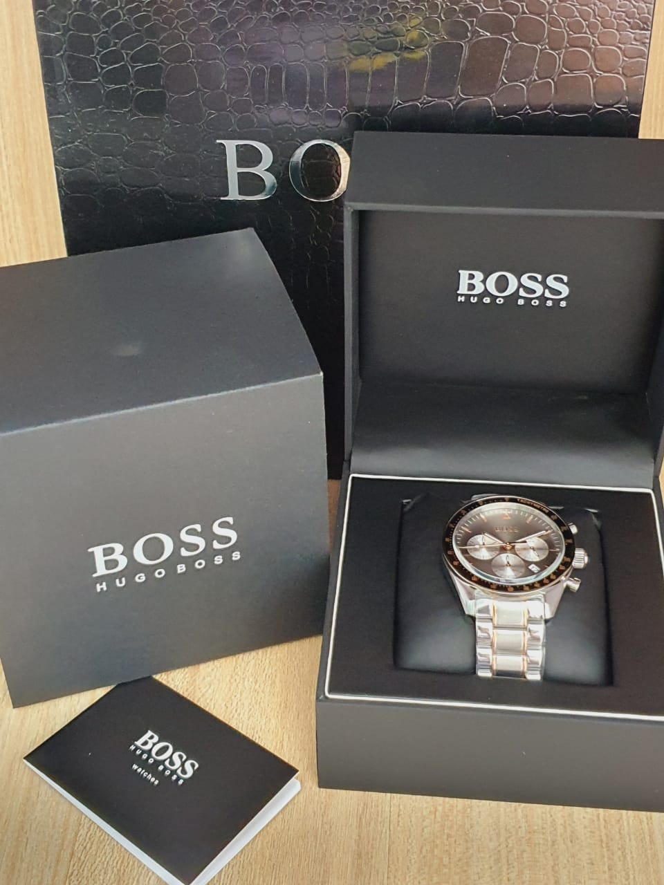 Hugo Boss Men’s Chronograph Quartz Stainless Steel Grey Dial 44mm Watch ...