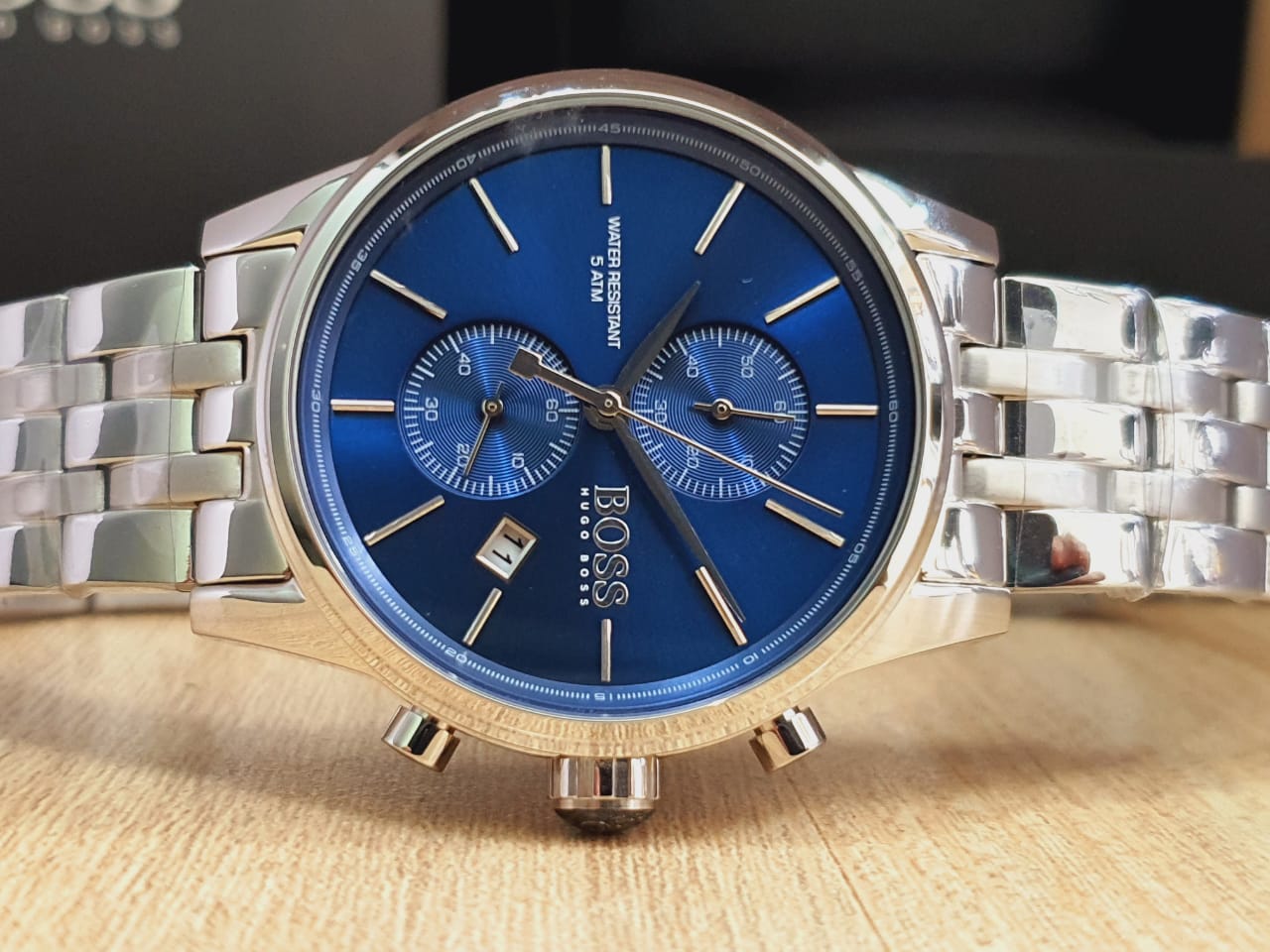 Hugo Boss Men’s Chronograph Quartz Stainless Steel Blue Dial 41mm Watch ...