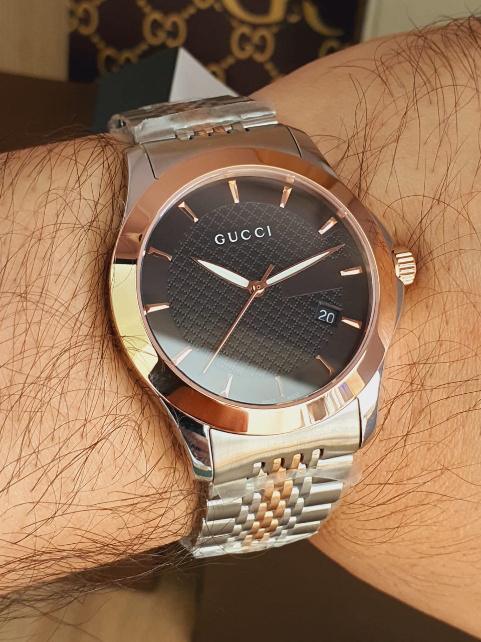 Gucci Men’s Analog Quartz Stainless Steel Black Dial 38mm Watch ...