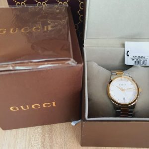 Gucci Men’s Swiss Made Quartz Stainless Steel Silver Dial 38mm Watch ...