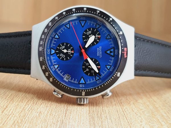 Swatch Men’s Chronograph Quartz Swiss Made Blue Dial 40mm Watch YCS4004AG