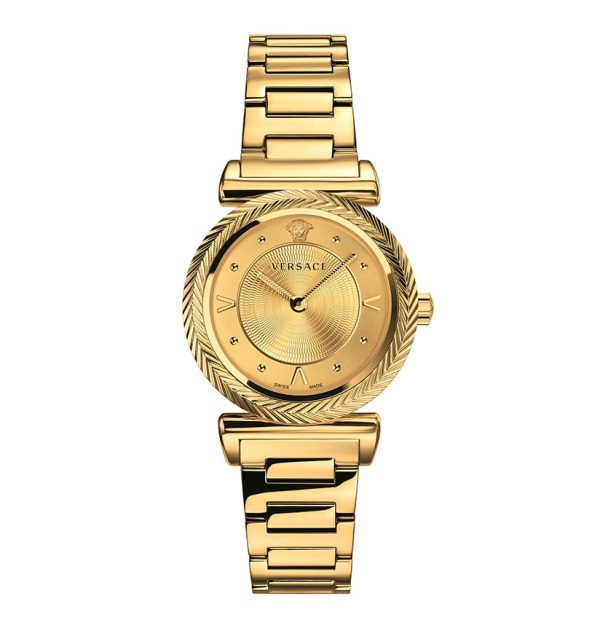 Versace Women’s Quartz Swiss Made Stainless Steel Gold Dial 35mm Watch VERE00618