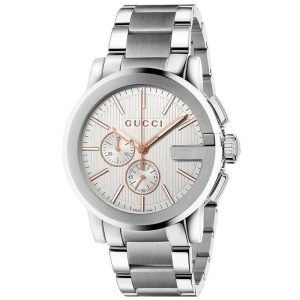 Gucci Men’s Swiss Made Quartz Stainless Steel Silver Dial 44mm Watch YA101201