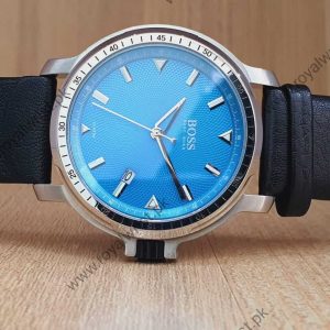 Hugo Boss Men’s Quartz Leather Strap Blue Dial 41mm Watch HB.25.1.14.2035