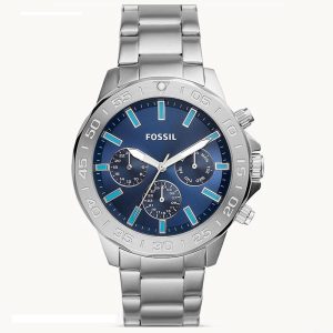 Fossil Men’s Chronograph Quartz Silver Stainless Steel Blue Dial 45mm Watch BQ2503