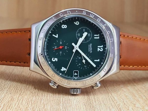 Swatch Men’s Chronograph Quartz Swiss Made Green Dial 40mm Watch YCS402