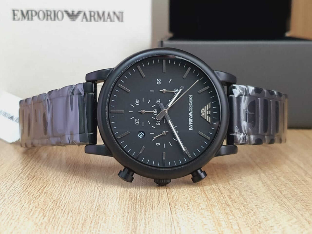 Emporio Armani Men’s Quartz Stainless Steel Black Dial 46mm Watch ...