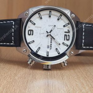 Diesel Men’s Chronograph Quartz Leather Strap White Dial 49mm Watch DZ4315
