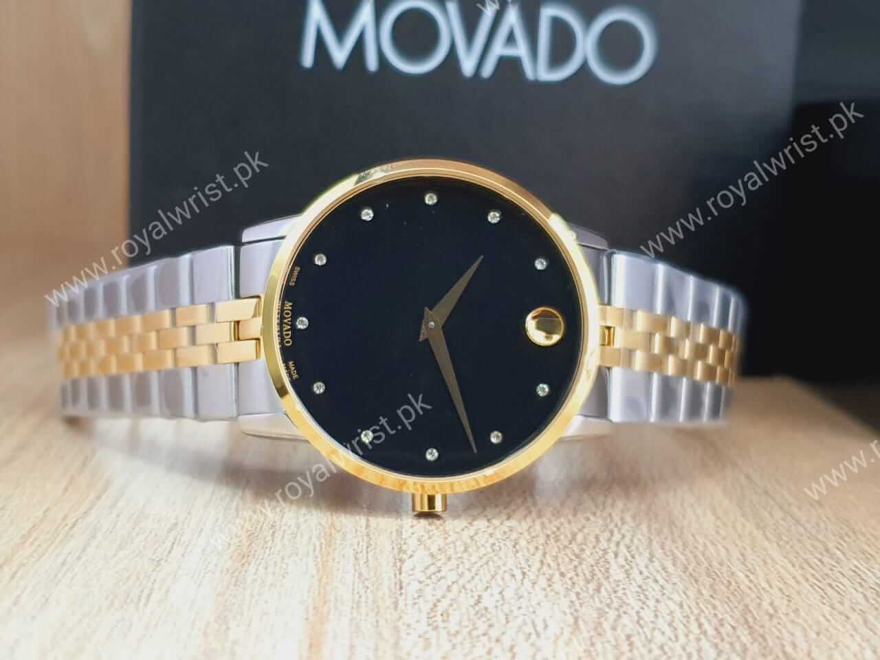 Movado Men’s Quartz Stainless Steel Two-Tone Swiss Made Black Dial 40mm ...