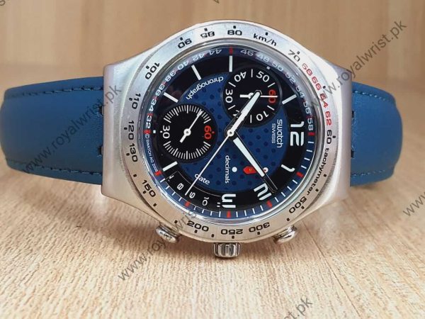 Swatch Men’s Chronograph Quartz Swiss Made Blue Dial 40mm Watch YCS523