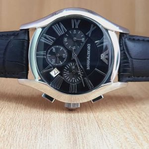 Emporio Armani Men’s Chronograph Quartz Leather Strap Black Dial 42mm Watch AR1633