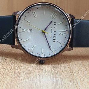 Ted Baker Men’s Analog Quartz Leather Strap Silver Dial 42mm Watch TE15067003