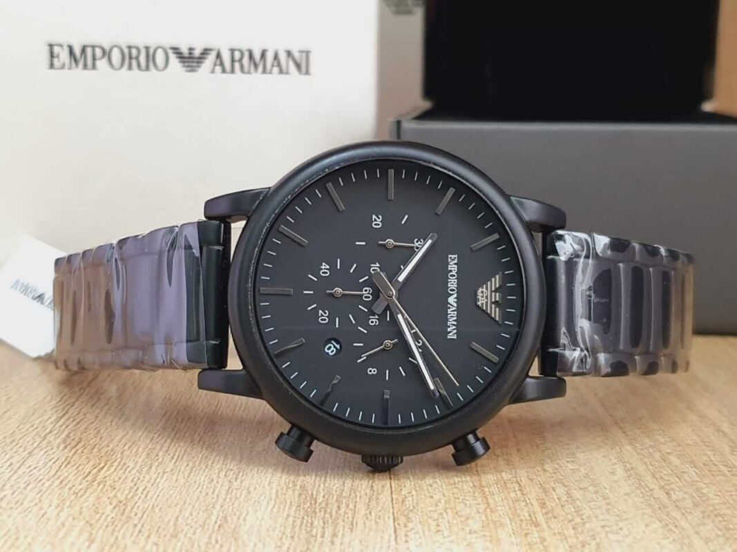 Emporio Armani Men’s Quartz Stainless Steel Black Dial 46mm Watch ...