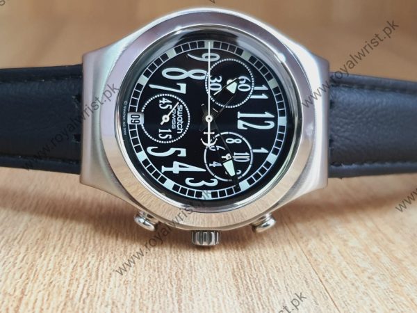 Swatch Men’s Chronograph Quartz Swiss Made Black Dial 40mm Watch YCS459G